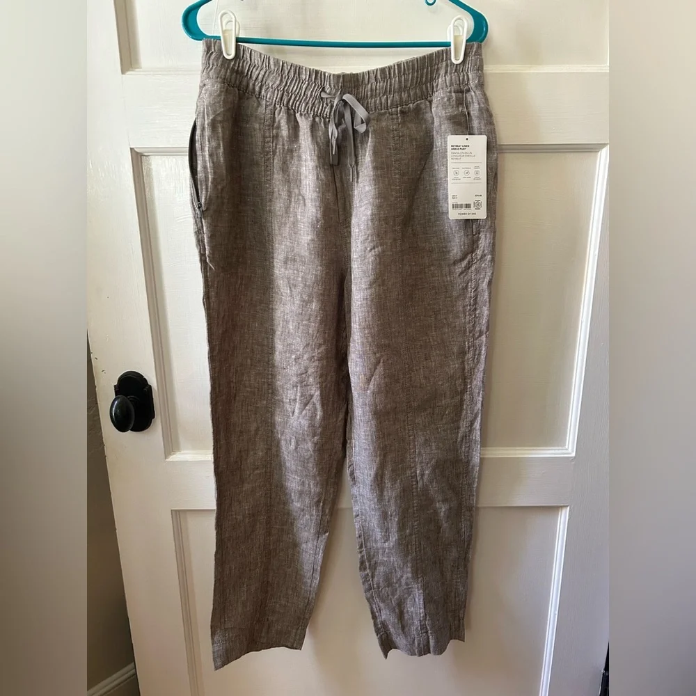 athleta | retreat high rise linen ankle pant - pyrite - Picture 4 of 8